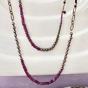 Sundance Catalog Suede, Ruby & Pyrite Necklaces